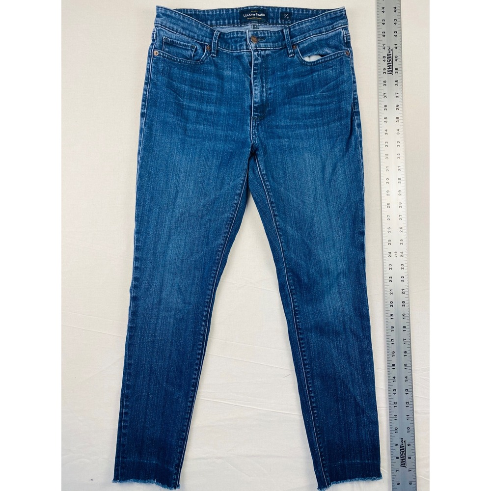 Lucky Brand Ava Skinny Jeans Medium Wash Raw Hem Blue Denim 12/31 7WP1835U7